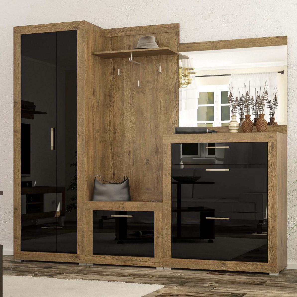 Тумба для взуття Мебель-Сервіс Парма 2Д1Ш Дуб апріл/Чорний лак (26912439) - фото 3 Тумба для взуття Мебель-Сервіс Парма 2Д1Ш Дуб апріл/Чорний лак (26912439) - фото 3