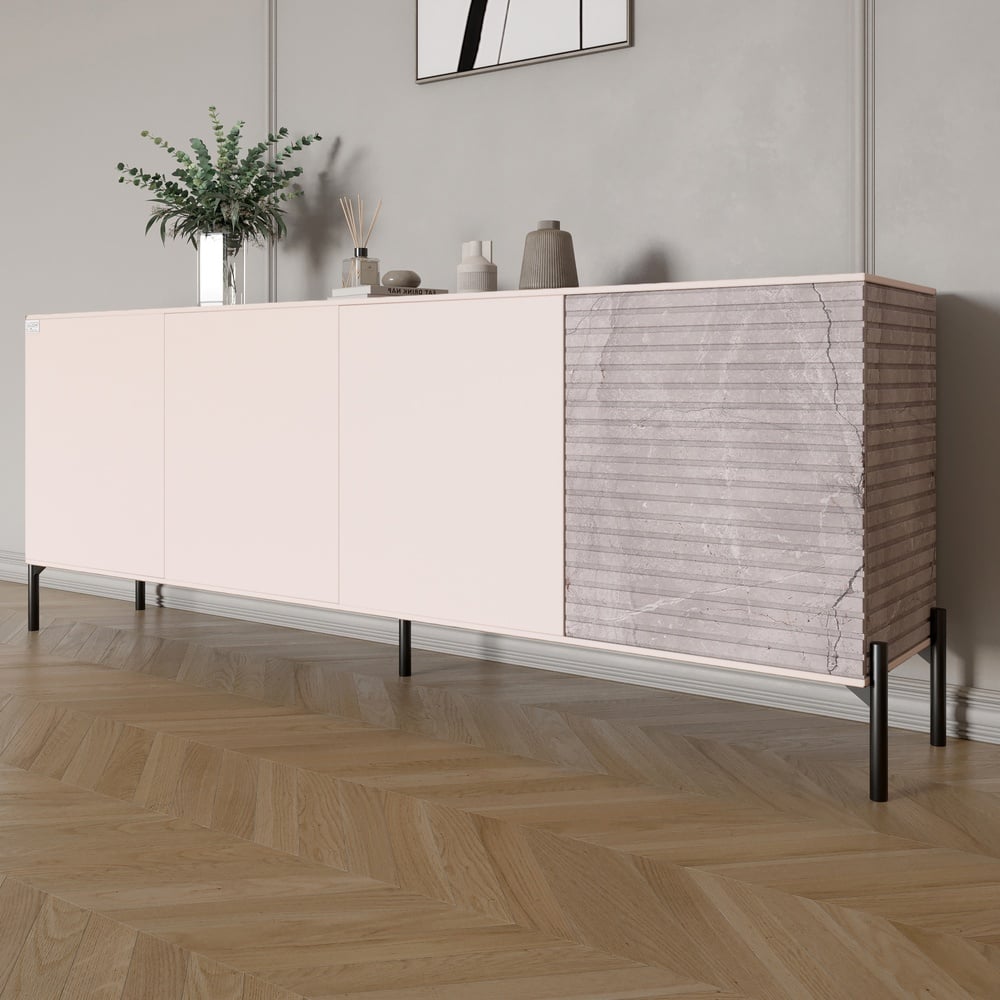 Комод Lion Грей 204x38x76,5 см Розовый/Камень (LION-042610)