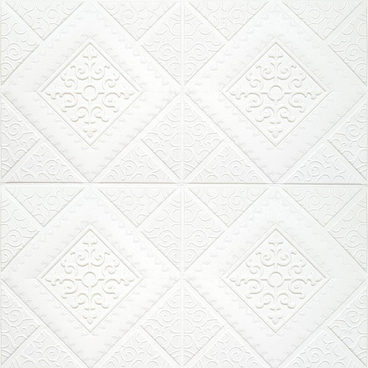 3D-панель самоклейна декоративна настінно-стельова вензеля в ромбі 700x700x5 мм (3DPanda-0881)