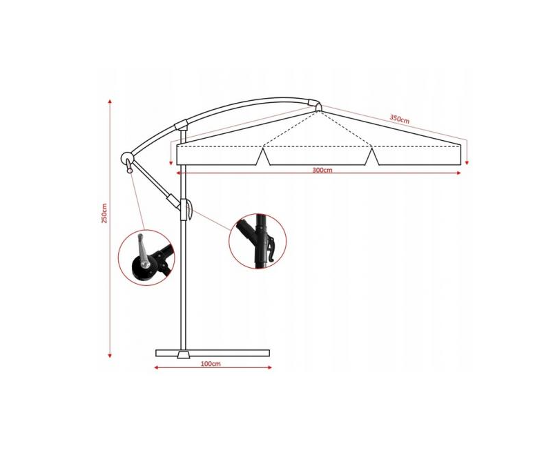 Парасоля садова GardenLine GAO1497 з LED підсвіткою та чохлом 300 см Сірий - фото 10