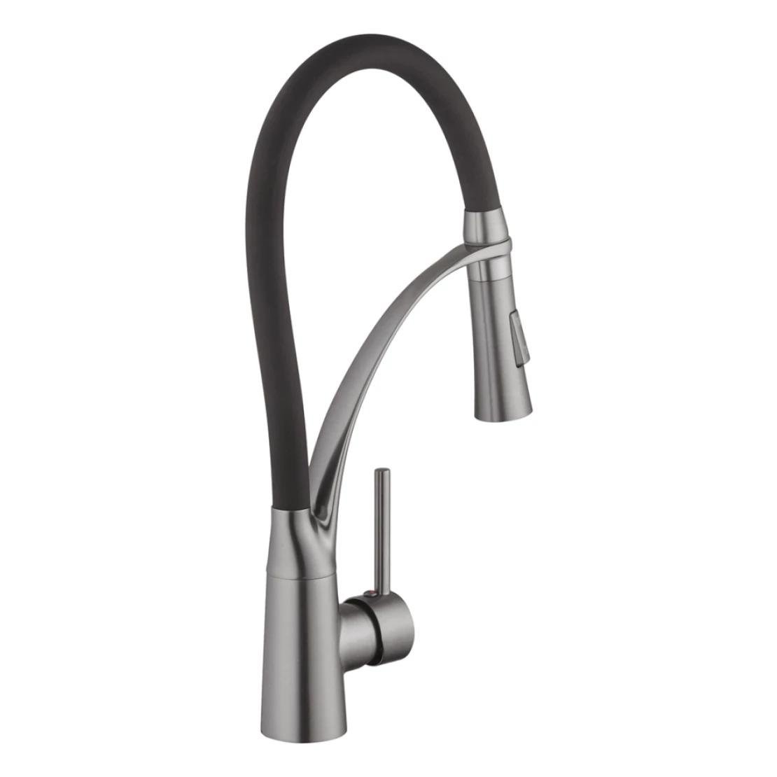 Смеситель для кухни с гибким изливом Kroner KRP Ersel GRP03393BLK Графитовый/Хром - фото 8