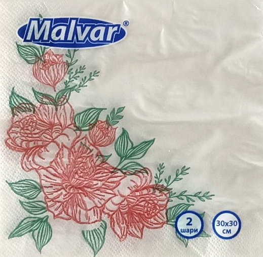 Салфетка Malvar Розы двухслойная 30х30 см 40 шт. (15356)