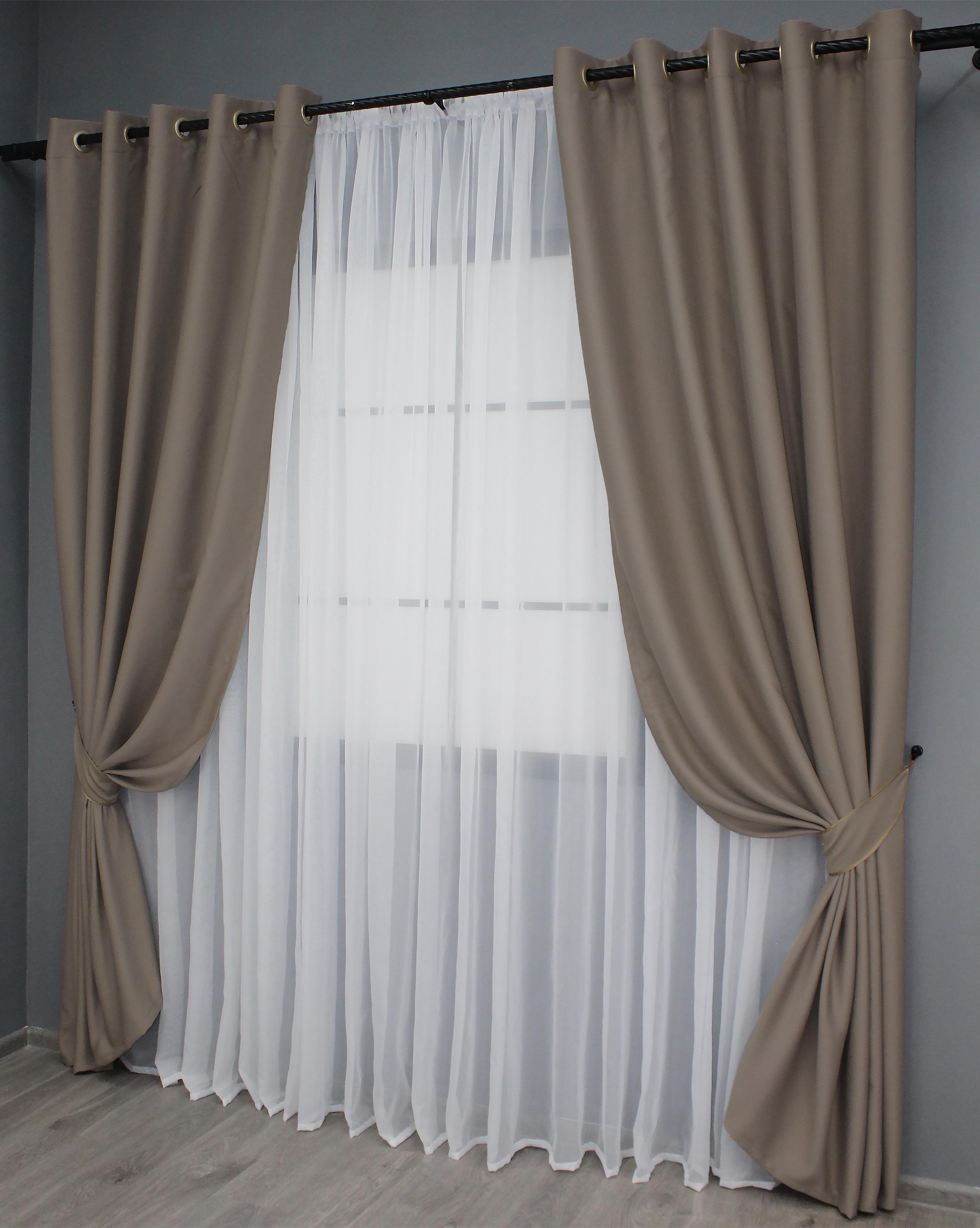 Комплект штор на люверсах VR-Textil Блэкаут Bagema Rvs № 1289ш 150х250 см 2 шт. Какао (37-0015) - фото 2