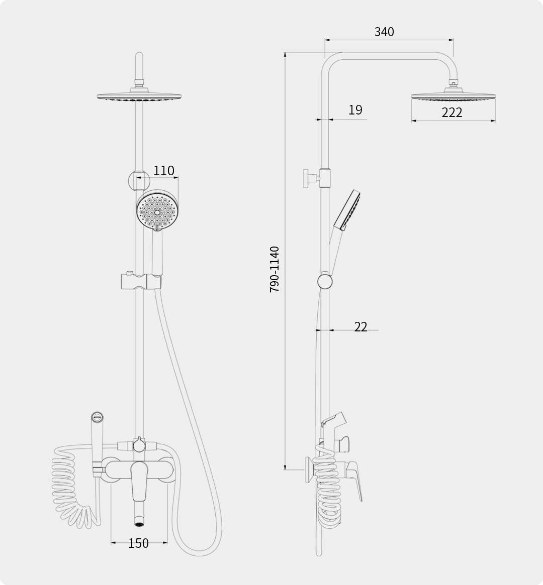 Душевая система DIIIB Yagu Streamline 3 Functions Set (DXLY001) - фото 3