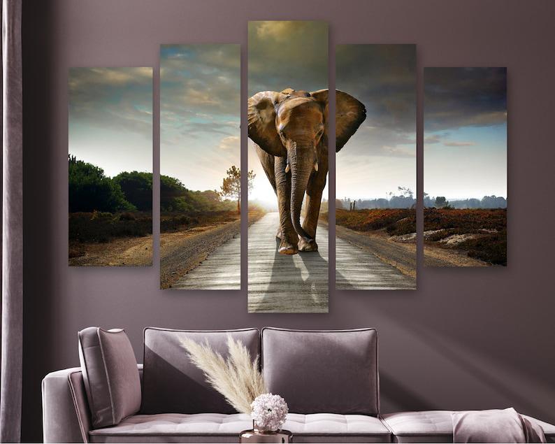 Модульная картина KIL Art Большой слон на холсте из пяти частей 187x119 см (M51_XL_68)