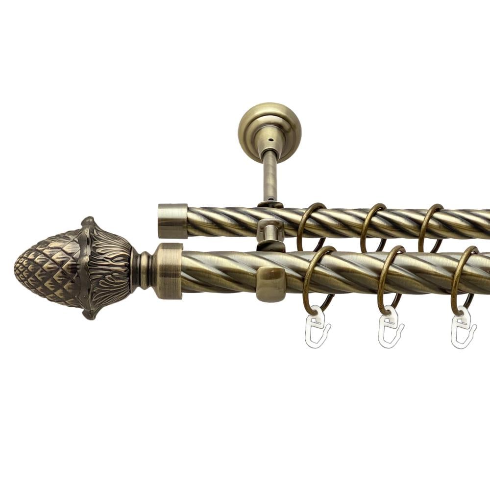 Карниз Orvit Цинара металевий дворядний відкритий скручена труба кільце металеве 25/19 мм 160 см Антик (00-00024392)