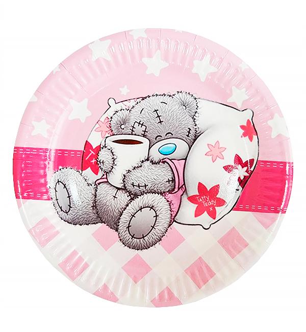 Паперові тарілки Ведмедик Тедді 10 шт. 18 см Рожевий (51380)