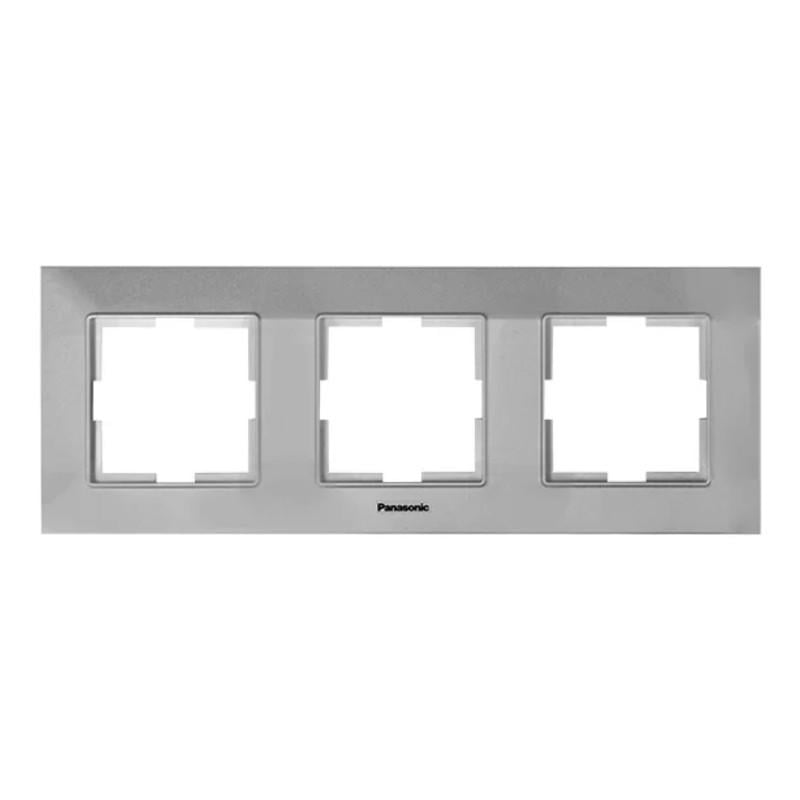 Рамка 3-местная Panasonic Arkedia Slim горизонтальная Серебряный (23867835) - фото 1