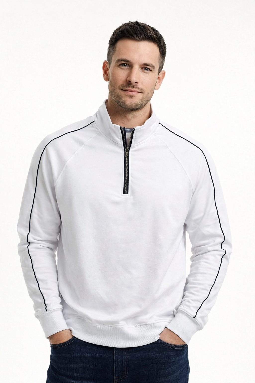 Свитшот мужской с короткой молнией M Белый (26127474)