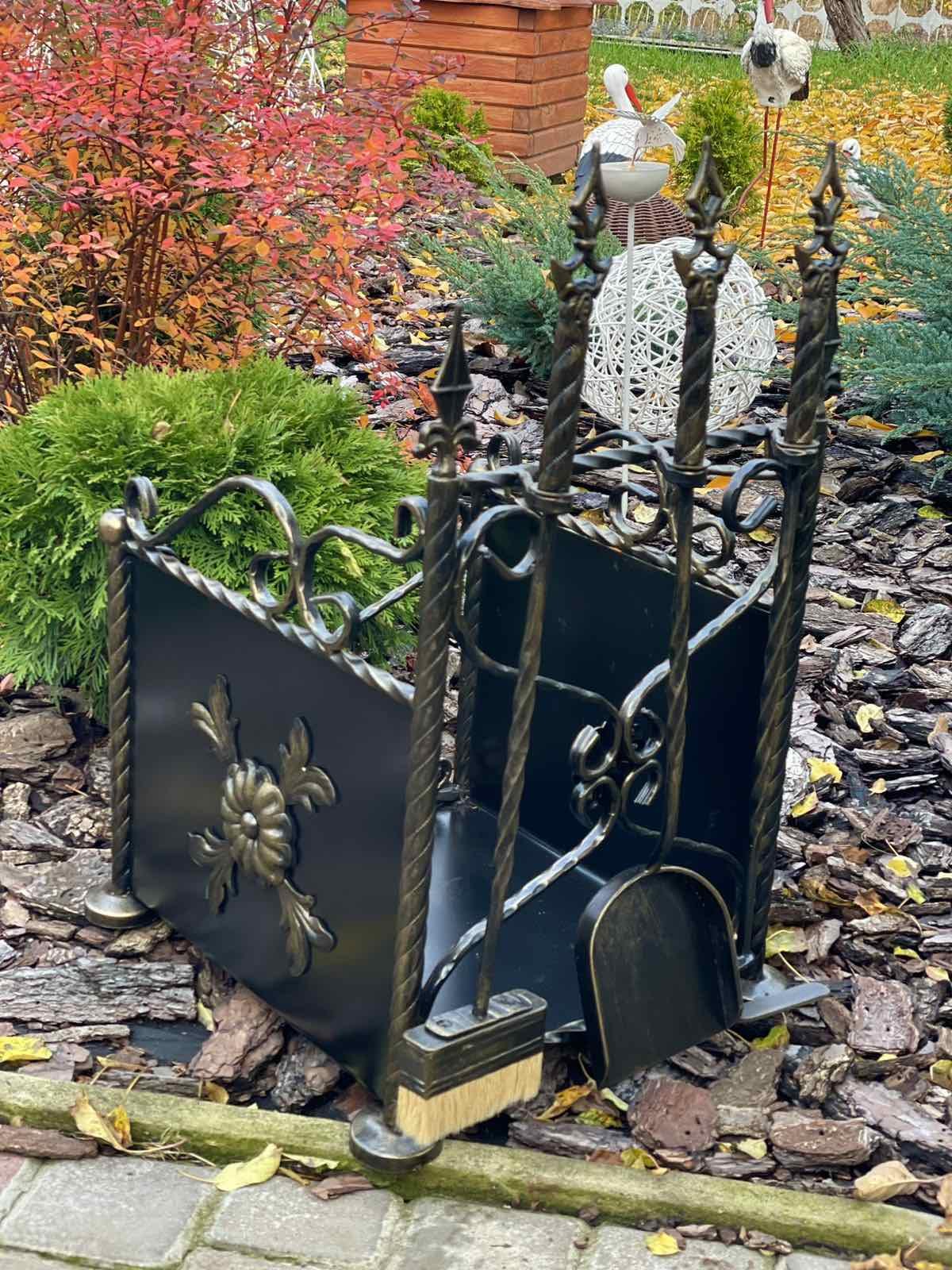 Набор для камина кованый с дровницей 35х35 см (Vi_0055) - фото 4