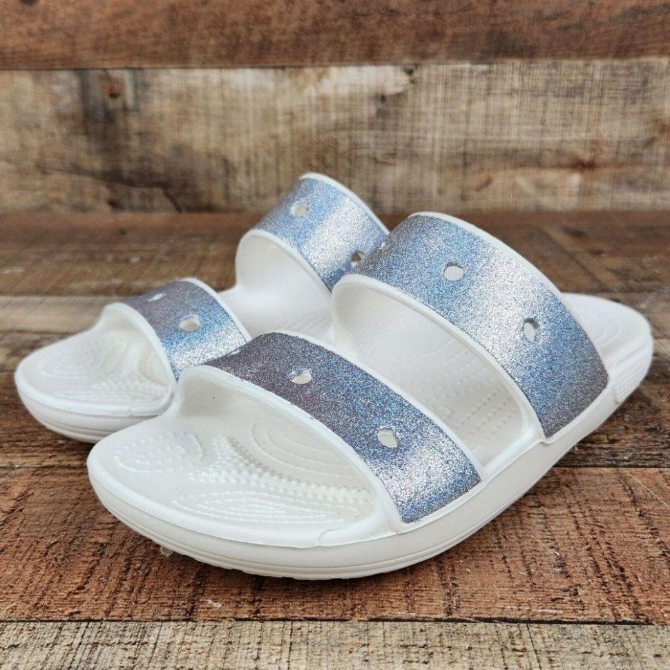 Шльопанці жіночі утеплені Crocs Classic Crocs Glitter Sandal р. 39-40 Білий (14992) - фото 12