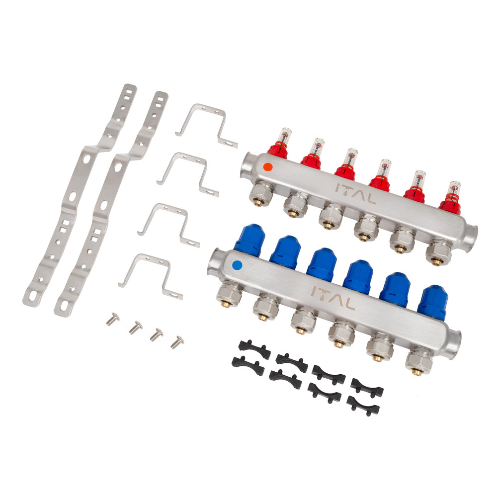 Колекторний блок з витратомірами ITAL HC1-06 3/4" Ek нержавіюча сталь (SQ-1047071) - фото 2