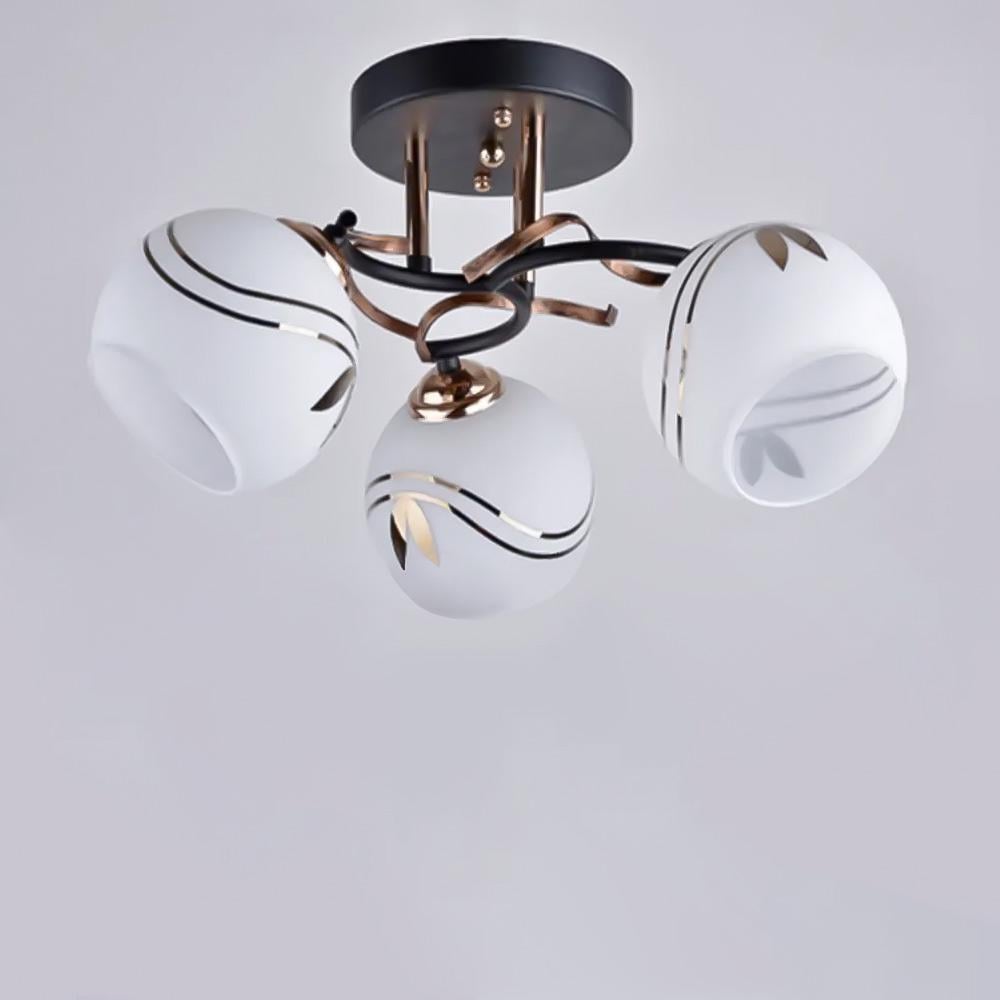 Люстра потолочная Light House SH-19394/3 BK 440х440х220 мм Черный/Золотой/Белый