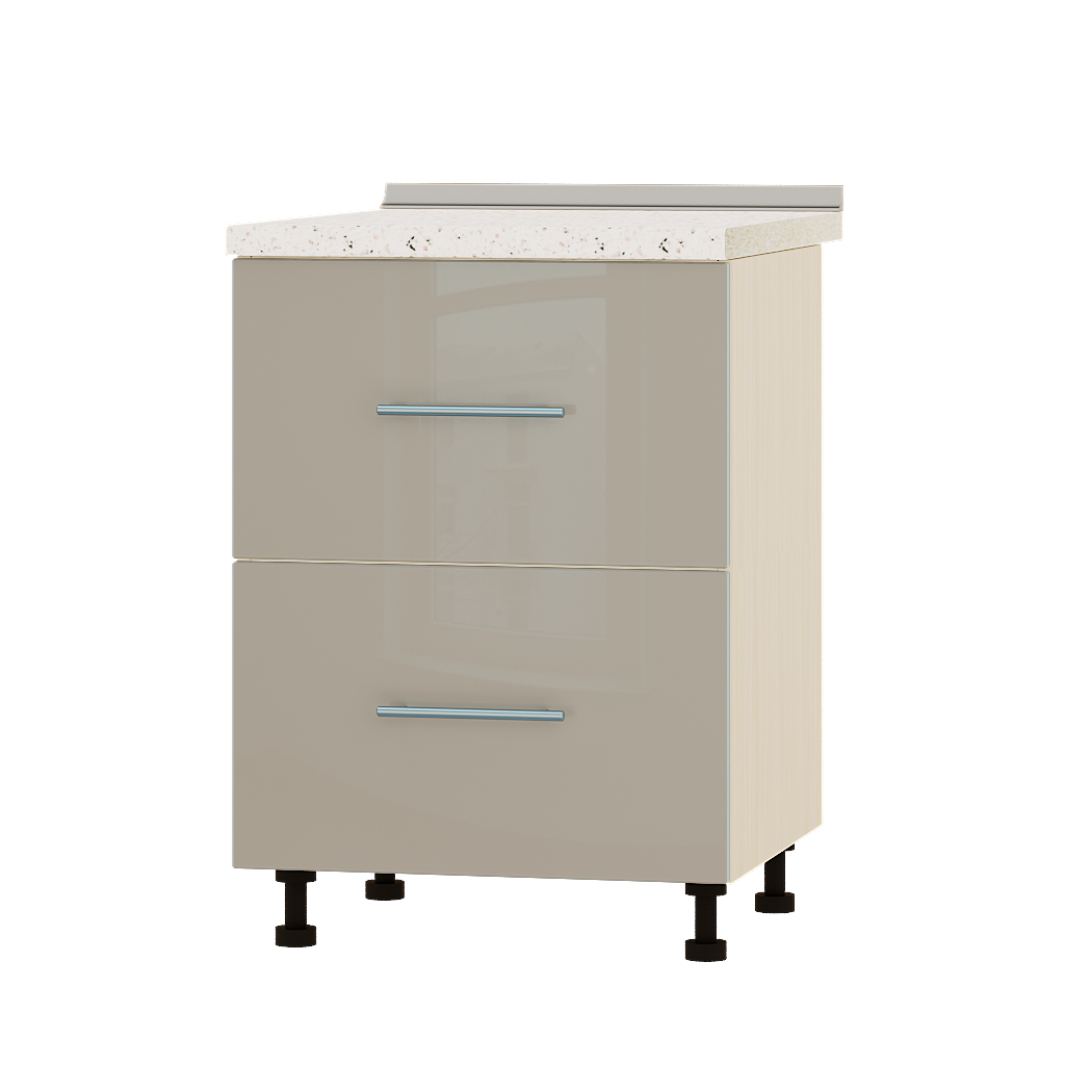 Шкаф нижний Эверест Акрил модуль Низ Н86-600 60х47х85 см Норковый глянец/Дуб Молочный (04668)