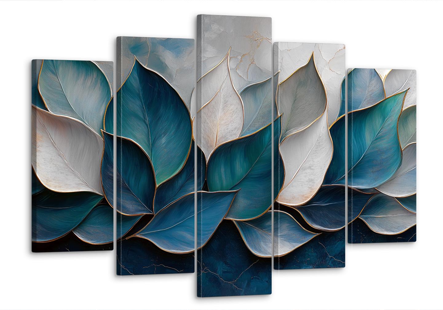 Картина модульная MAKO абстракция листьев с золотым контуром 80x125 см (MK50602)