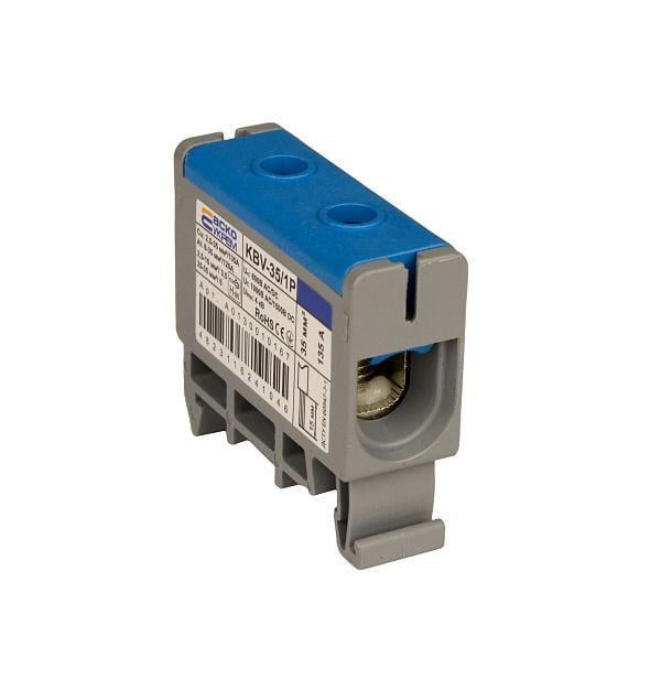 Клема ввідна силова АСКО KBV 2,5-35 мм.кв 135А 1-1 800V AC Синій (A0130010167)