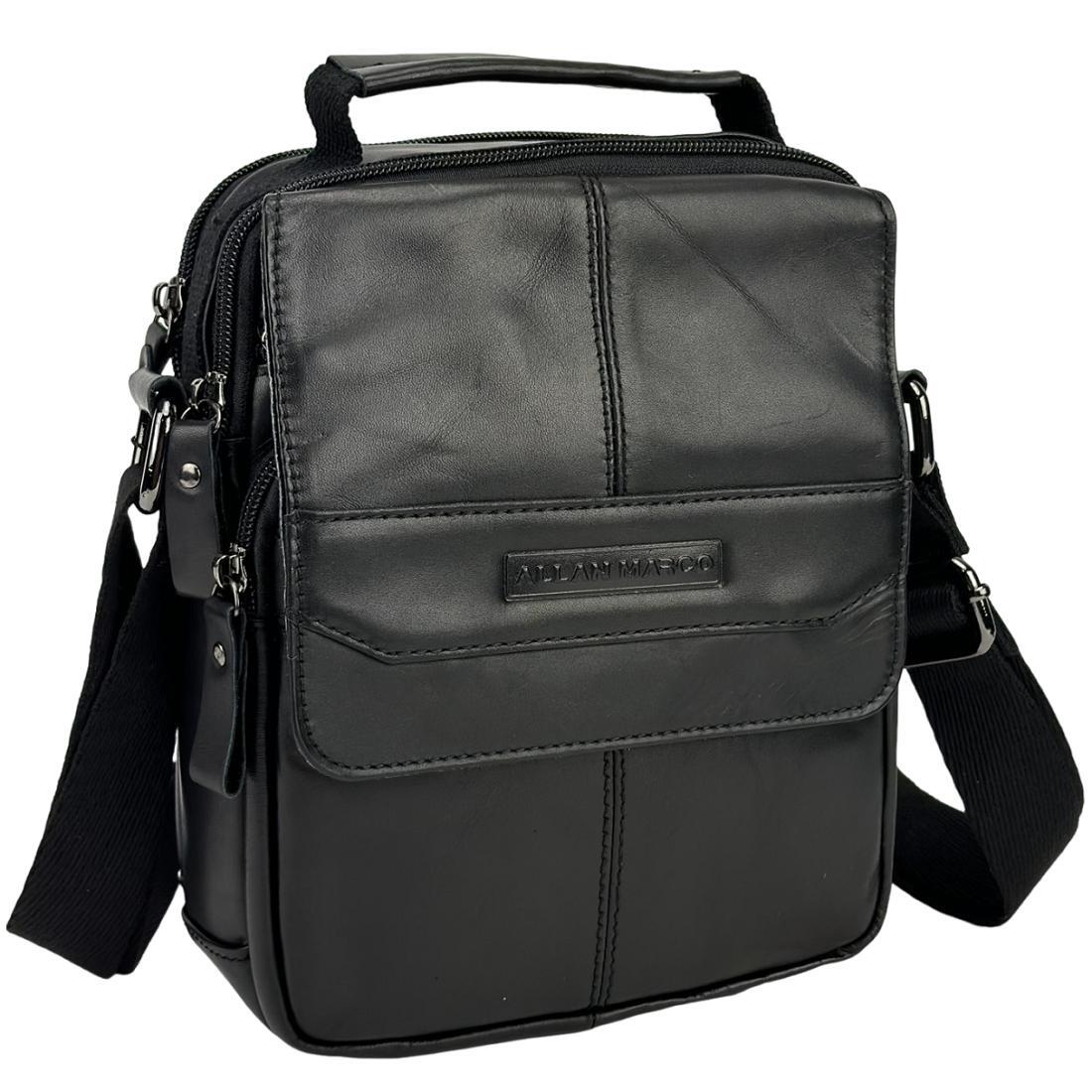 Мужская сумка через плечо Royal Bag RR-9149A из натуральной кожи Черный (7936)