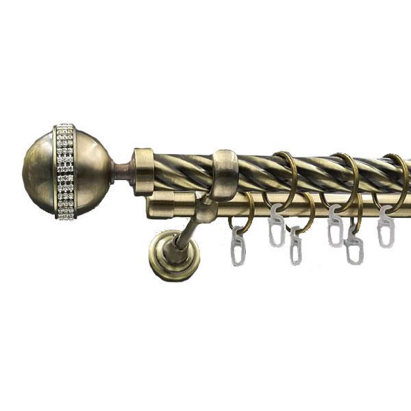 Карниз для штор Orvit Авея крученая двухрядный 25/16 мм 200 см Антик (000-5755)