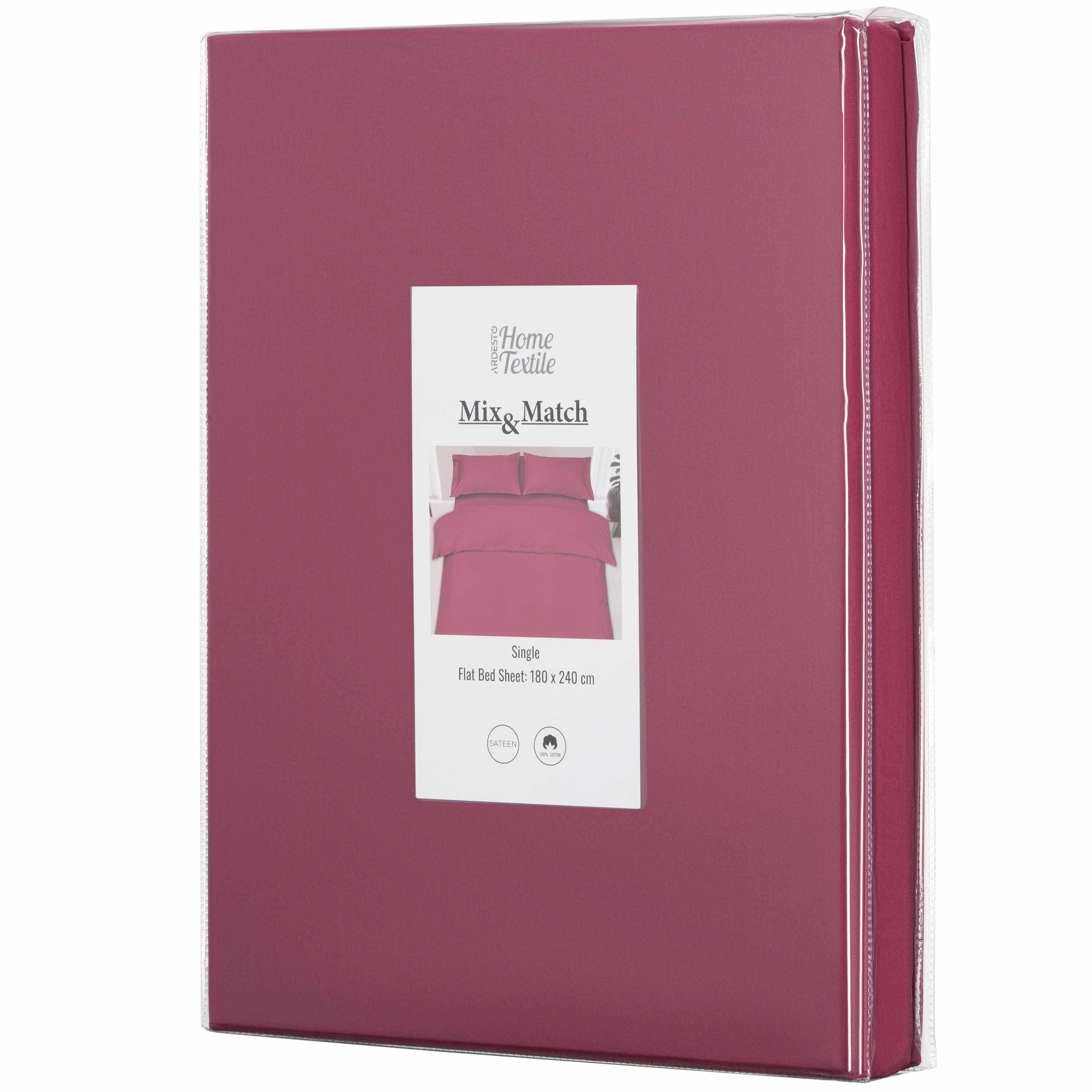 Простыня Ardesto Mix&Match сатин 180х240 см Ягодный (ART1824FSR)