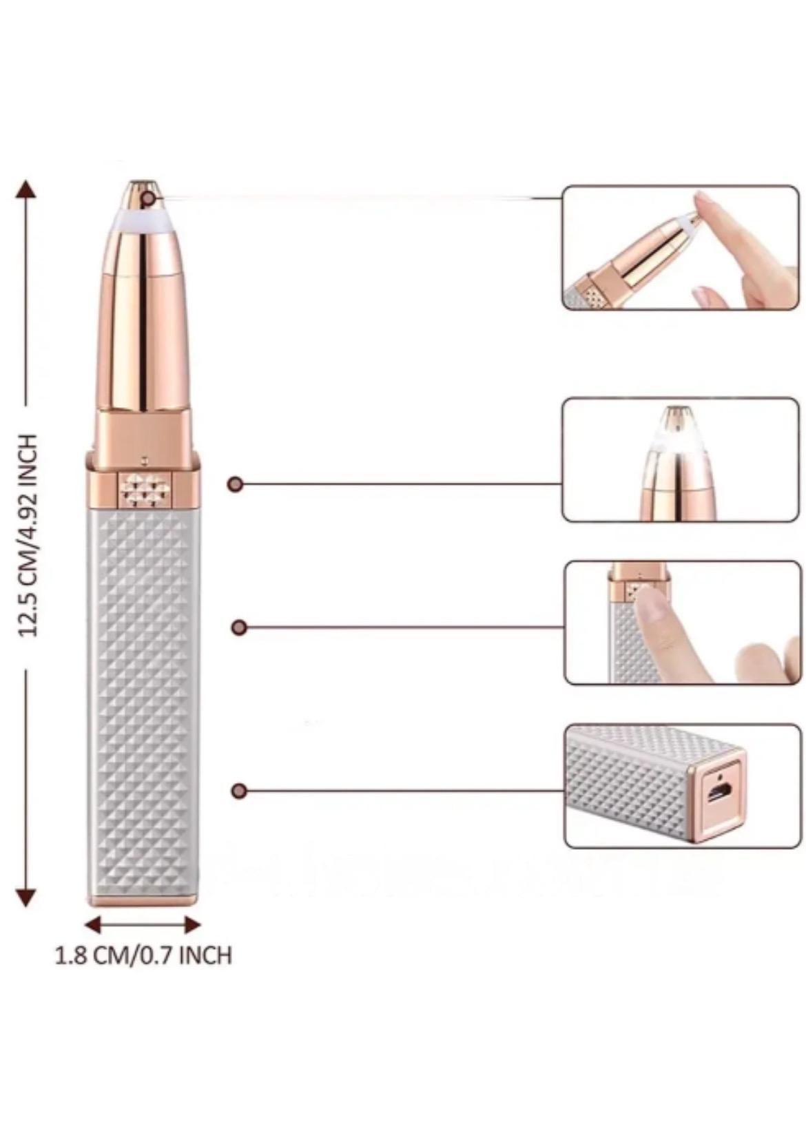 Триммер для бровей USB Blawless MA-3 2в1 женский портативный с насадками Бежевый (YF21) - фото 3