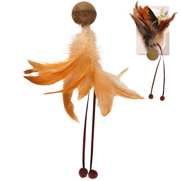 Игрушка для котов Flamingo Catnip Мяч с перьями и кошачьей мятой (560529) - фото 2