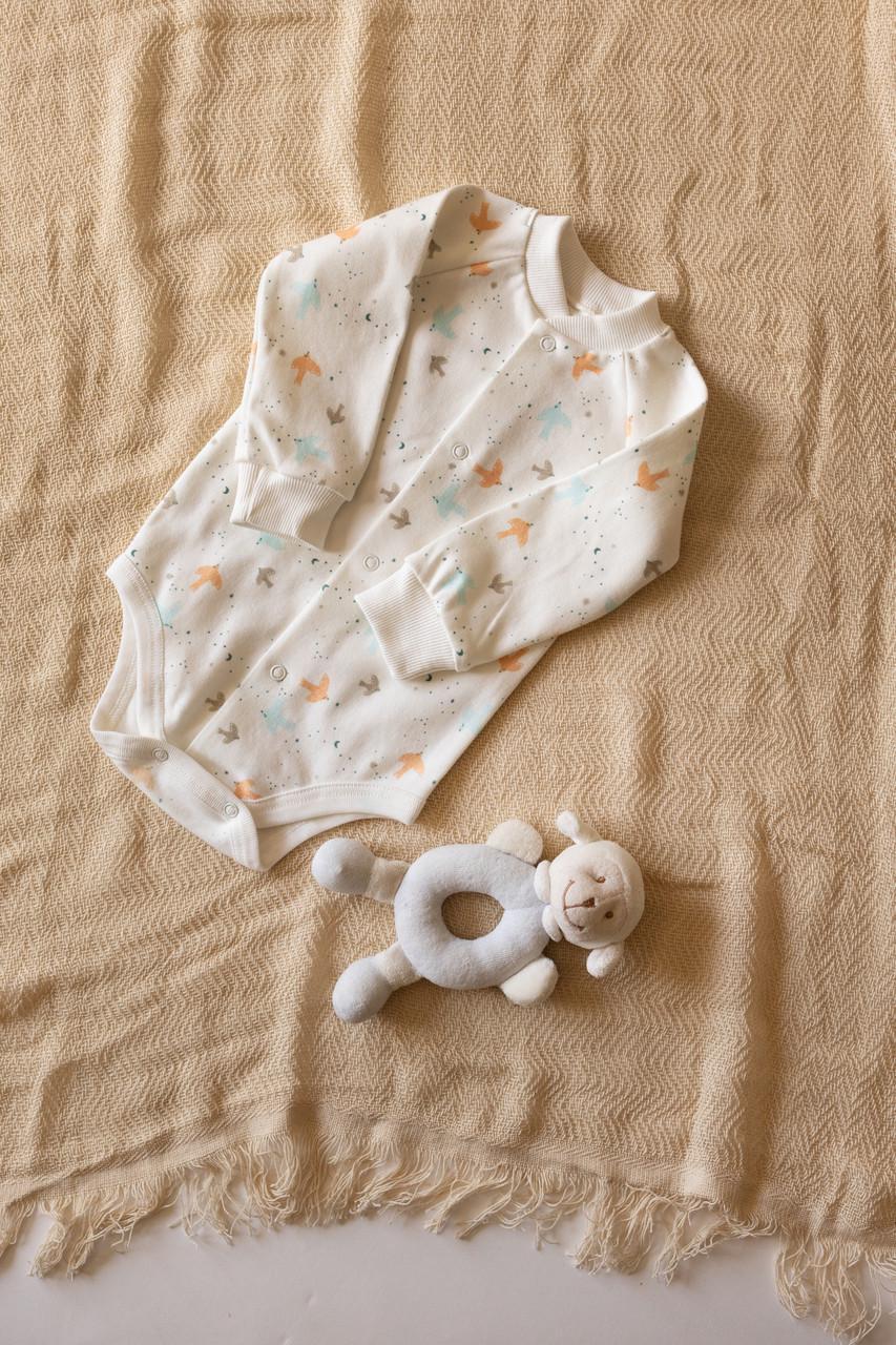 Боди с длинным рукавом интерлок Птички 56 см (2678714889) - фото 2 Боди с длинным рукавом интерлок Птички 56 см (2678714889) - фото 2