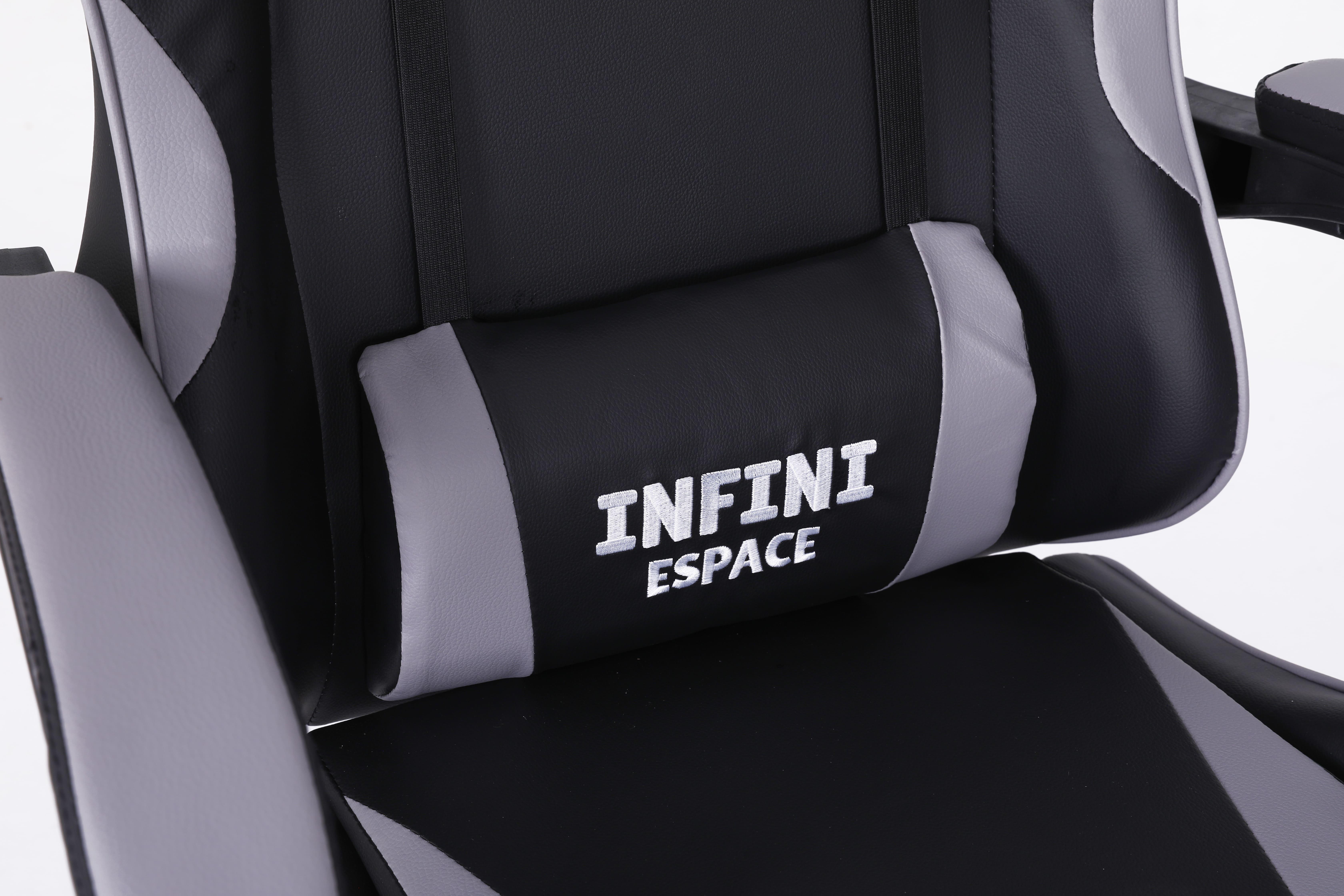 Крісло комп'ютерне з підставкою для ніг Infini Espace Чорний/Сірий (22288269) - фото 8