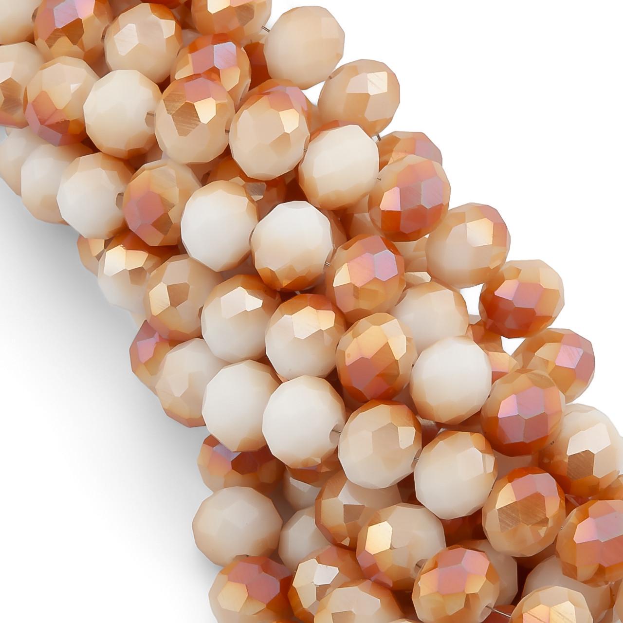 Бусины Swarovski огранка рондель АВ 6х4,8 мм 40 см 85 шт. Белый с коричневым (БС6265а58)