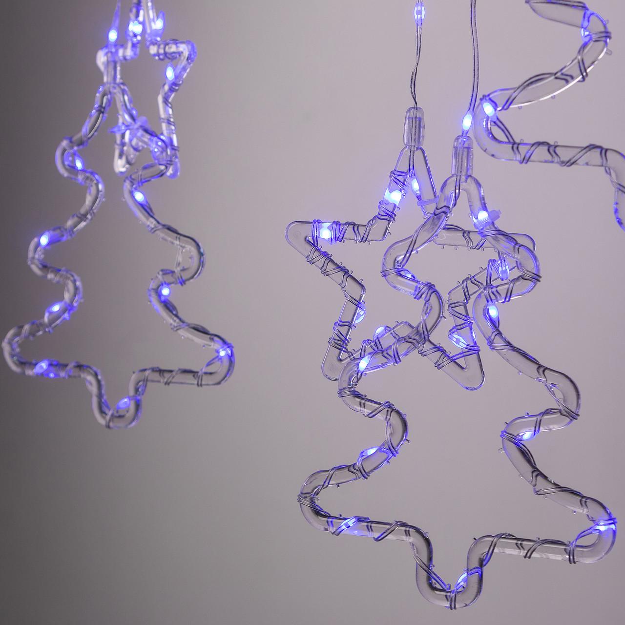 Гірлянда-штора світлодіодна GarlandoPro зірка та ялинка 120 LED 8 режимів Синій 3х0,9 м (3043) - фото 7