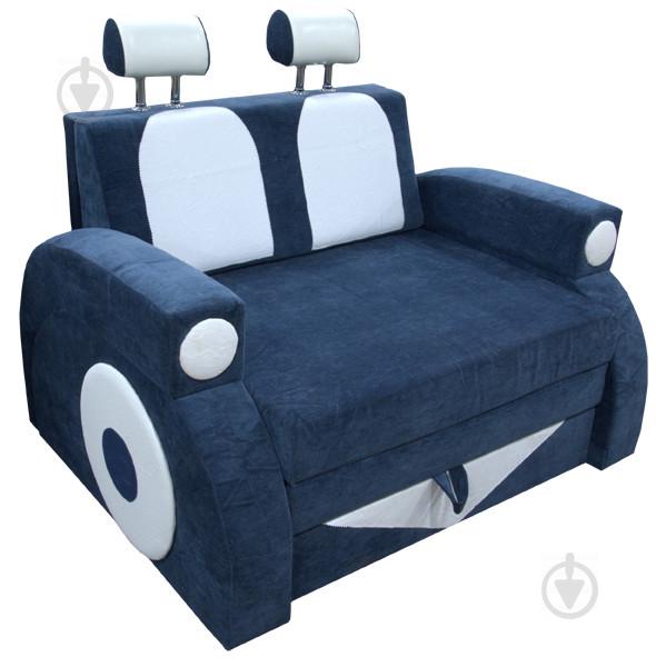 Раскладной детский диванчик машинка Ribeka Фаэтон с подлокотниками Синий (25M02)