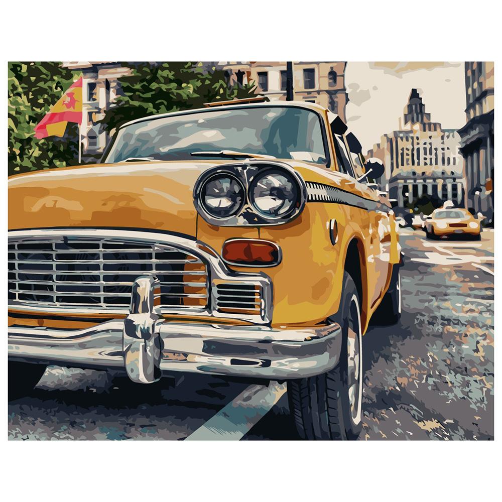 Картина по номерам Strateg Желтая ретро-машина 40x50 см (VA-1902)