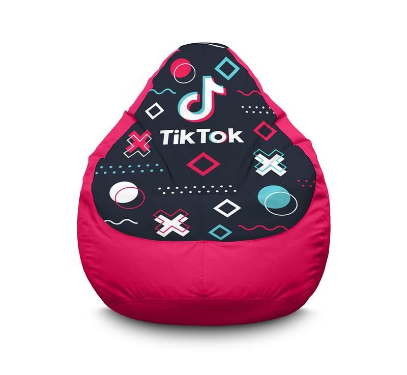 Кресло мешок iPuff Tik Tok Abstract figures Pink Оксфорд XXXL 100х135 см Красный