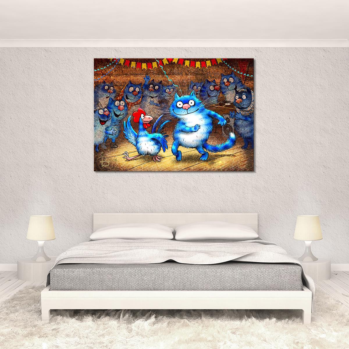 Модульная картина Кот и Петух зажигают в клубе 1 модуль 40х60 см