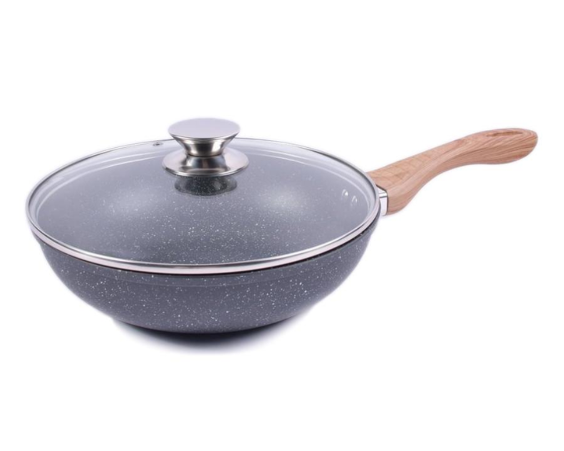 Сковорода WOK с крышкой Venson BN-490 с антипригарным мраморным покрытием Ø30 см (SKVRDD-009)