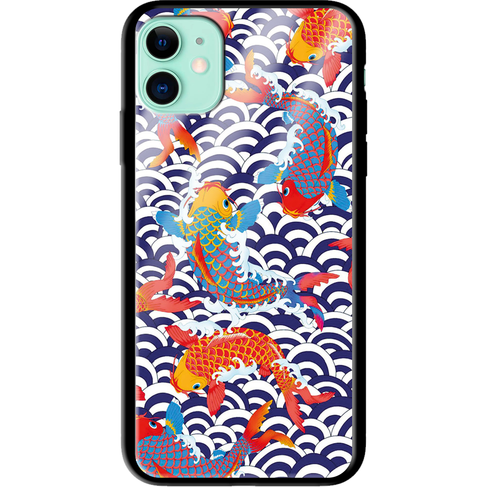Чехол Boxface iPhone 11 Koi Fish Черный силикон со стеклом (38184-up2477-38345)