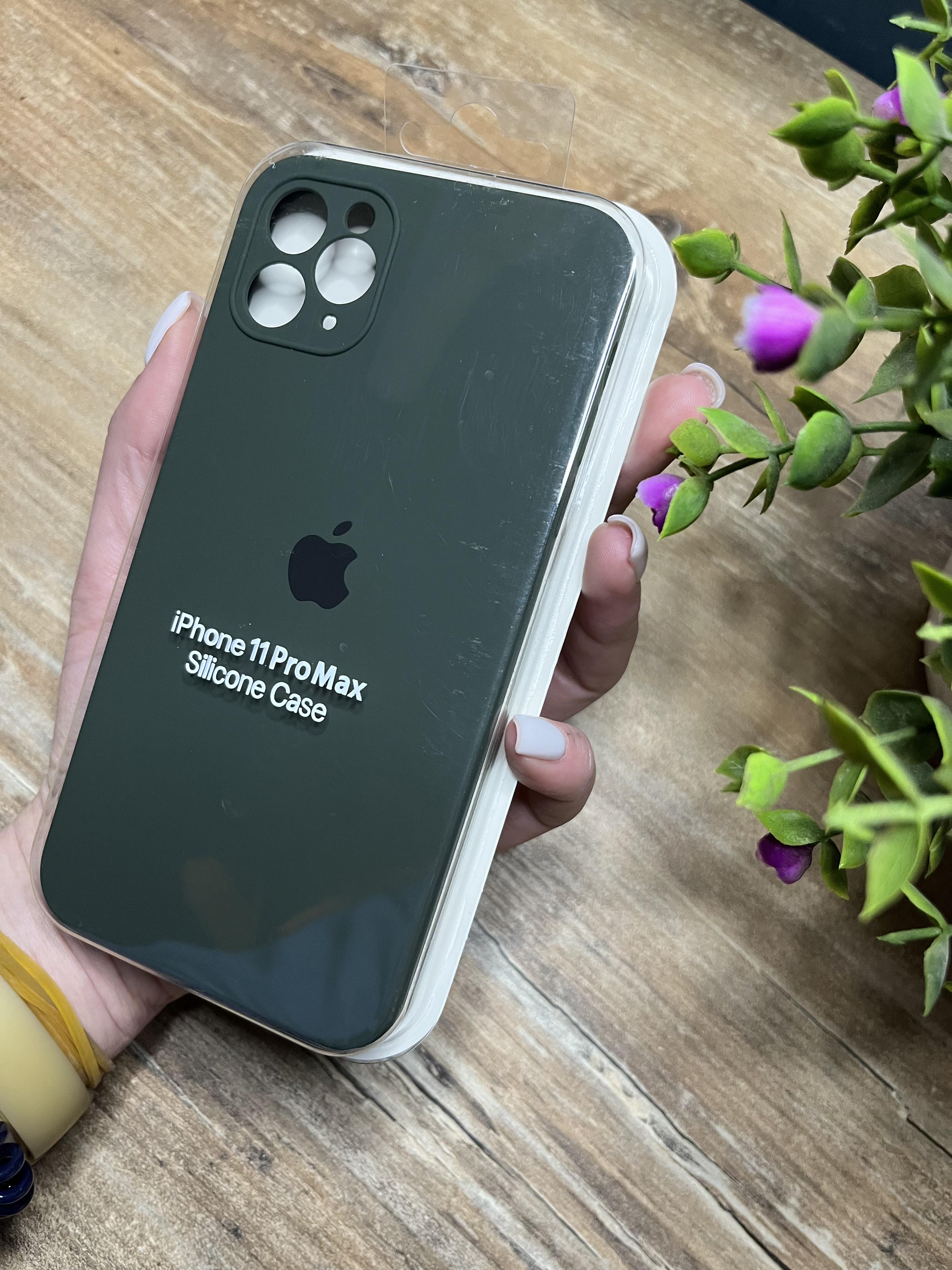 Чохол накладка на iPhone (Айфон) 11 pro max квадратні борти silicone case full camera на apple