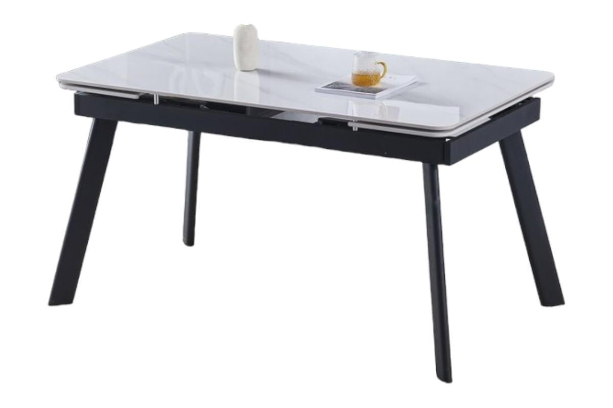 Обеденный стол OSLO CERAMIC 120-180х80 см Белый глянец/Черный (OSLOWH)