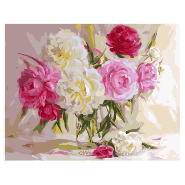 Набор для росписи по номерам Strateg Акварельный букет пионов 40х50 см (VA-0620-mt)