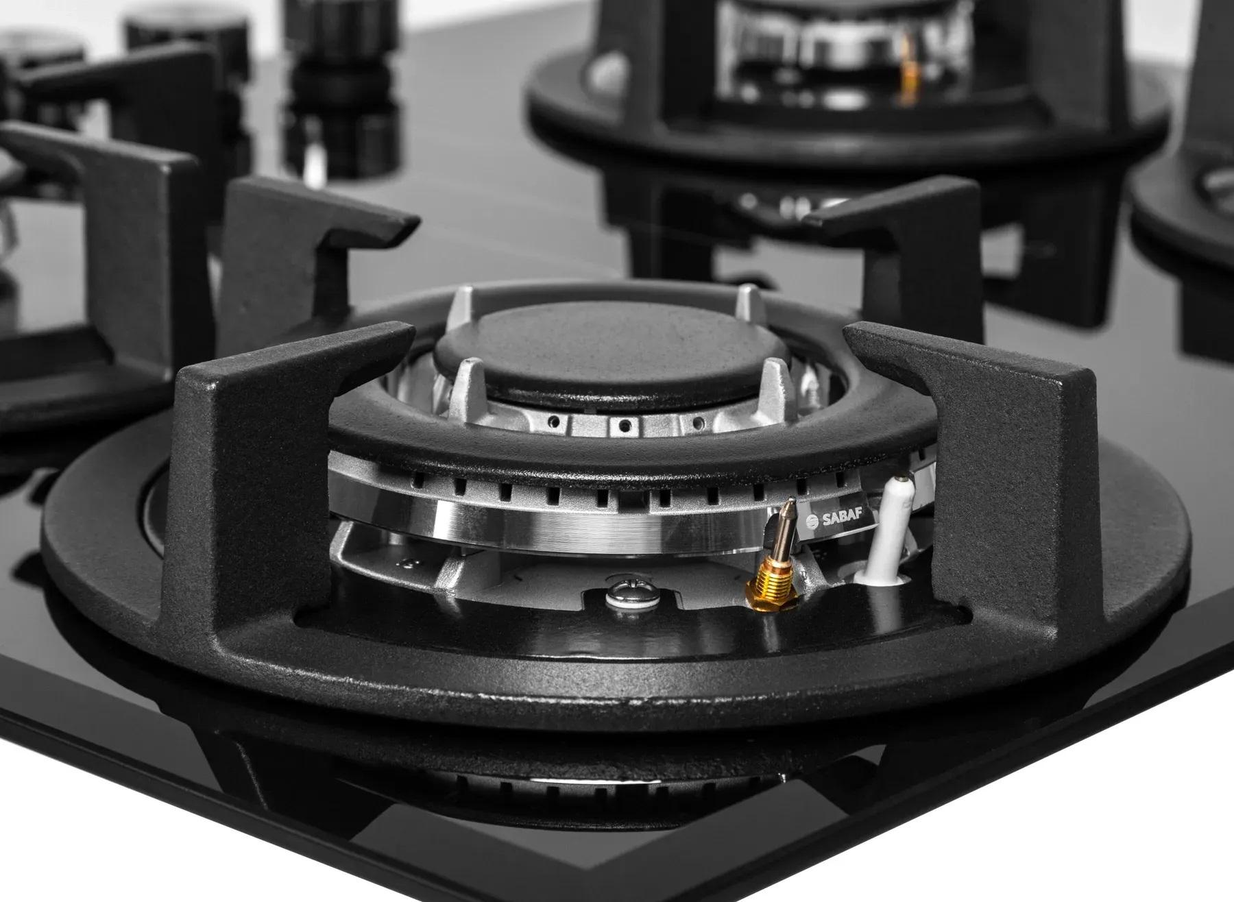 Варочная поверхность качественная газовая Gunter&Hauer S 6 B WOK-конфорка чугунные решетки - фото 8