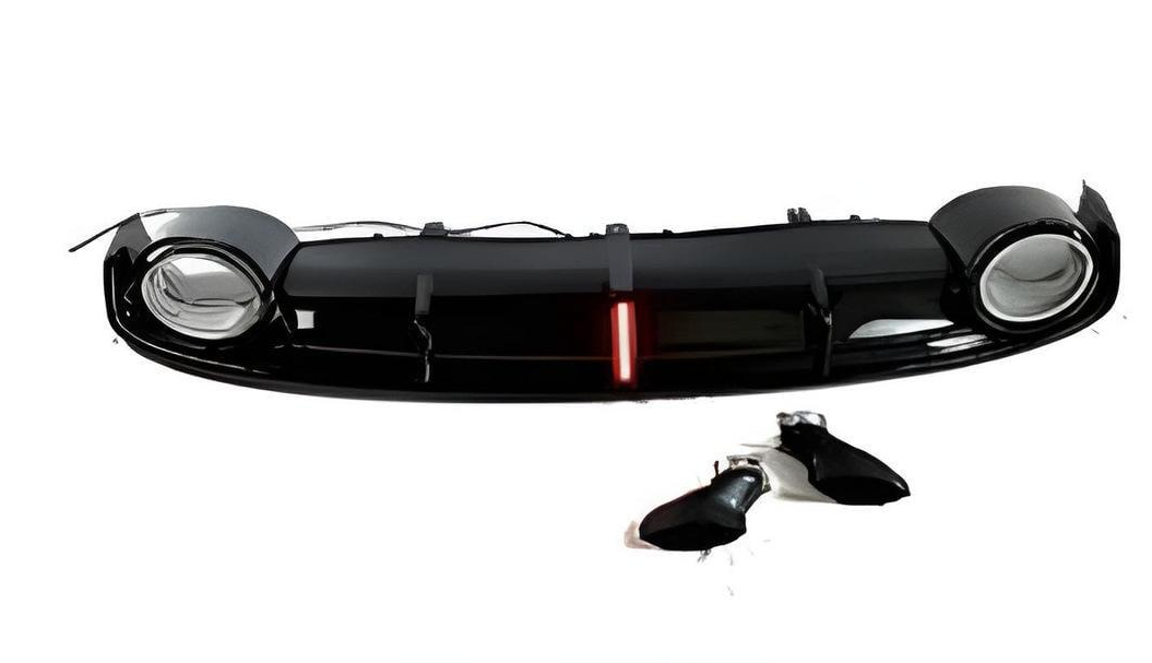 Диффузор задний с насадками RS-Style 2010-2014 Sport GT Tuning для Audi A7 2010-2018 гг. ABS-пластик Черный (131907)