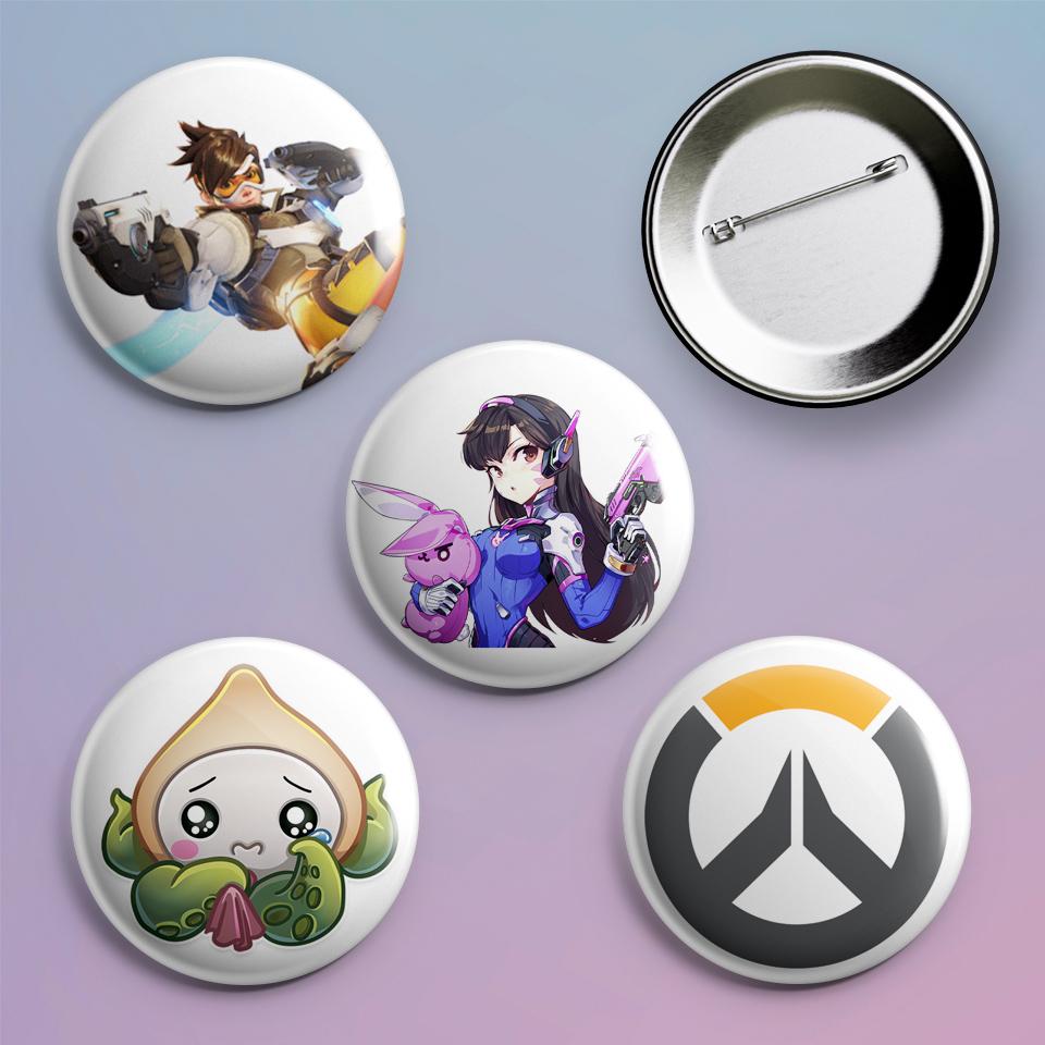 Значки на рюкзак с принтом игры Overwatch 4 шт.