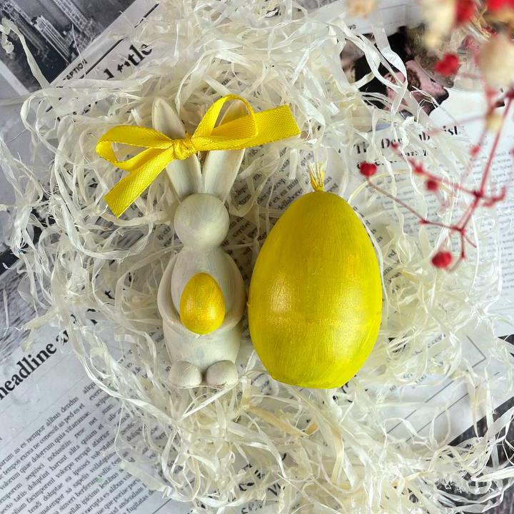 Набор восковых свечей Зайчик с яйцом Желтый (1423_7-130)