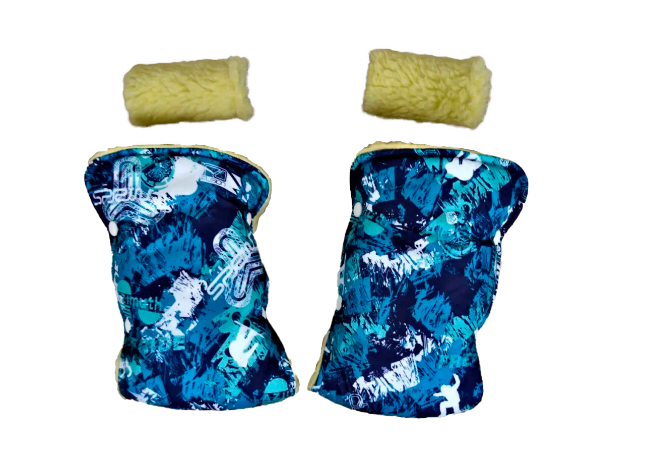 Муфта и перчатки для коляски/санок меховые Фиолетовый/Голубой (63-75-70) Муфта и перчатки для коляски/санок меховые Фиолетовый/Голубой (63-75-70)