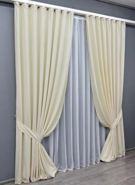 Комплект штор микровелюр Petek 1,5х2,9 м 2 шт. Молочный (1830ш 33-0813) - фото 3