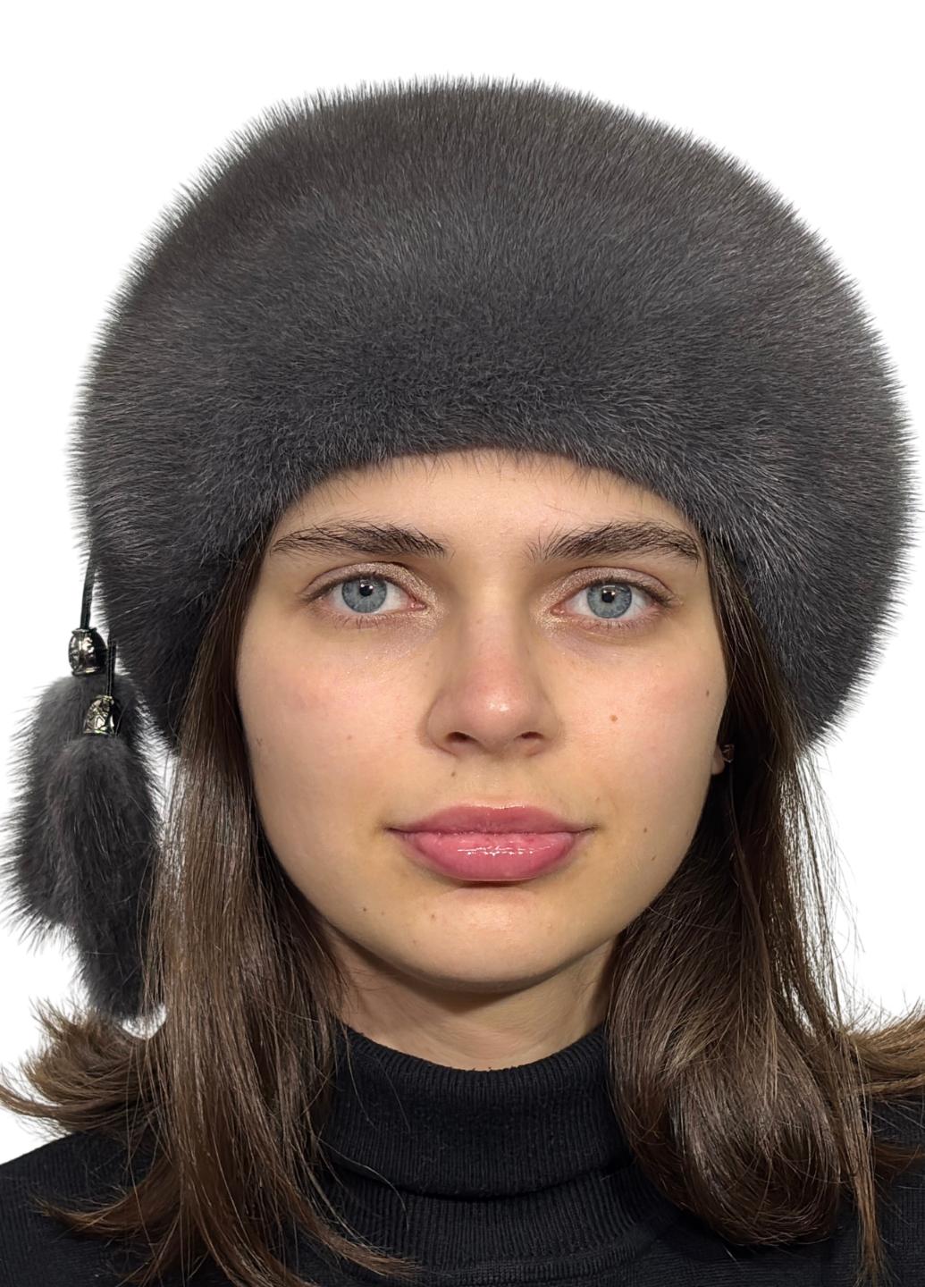 Берет женский зимний Меховой стиль Классический из натурального меха норки XXS-S Ирис (024/Q)
