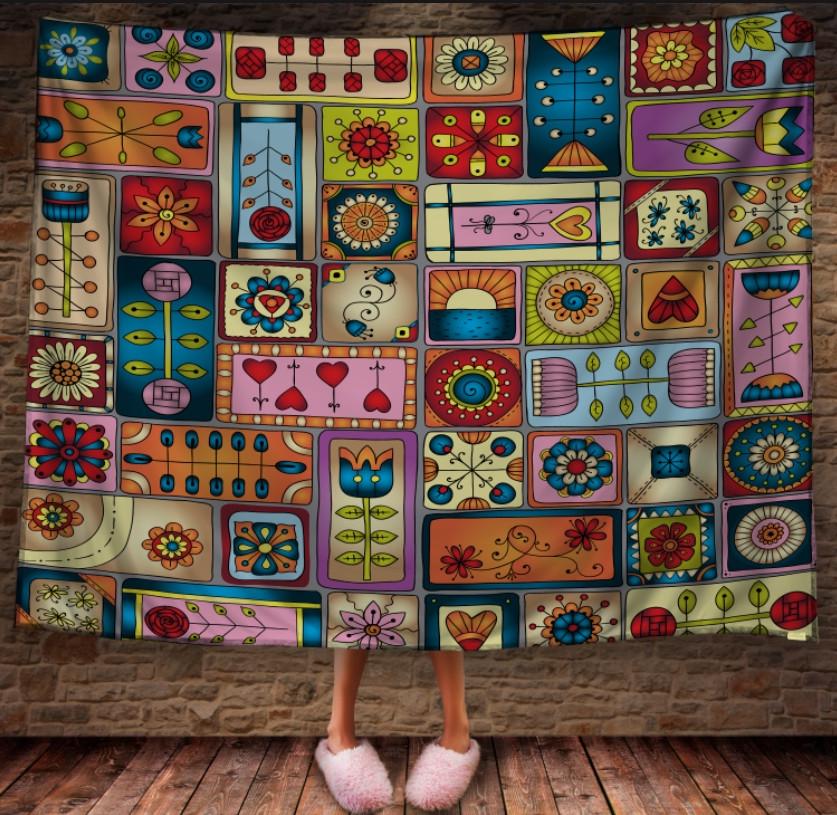 Плед з 3D принтом Печворк Patchwork color 150x200 см (epi_0446) Плед з 3D принтом Печворк Patchwork color 150x200 см (epi_0446)