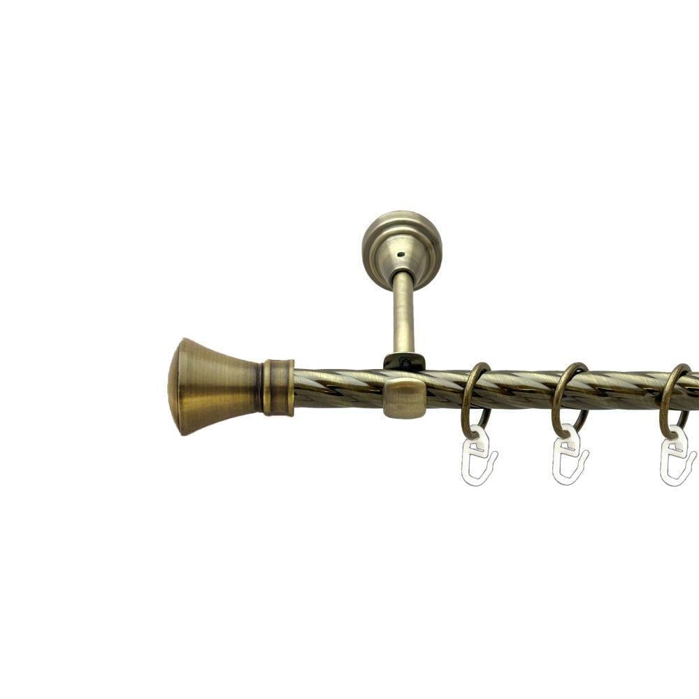 Карниз металлический Orvit Люксор однорядный открытый/скрученная труба/кольцо металлическое Антик 16 мм 240 см (00-00022343)