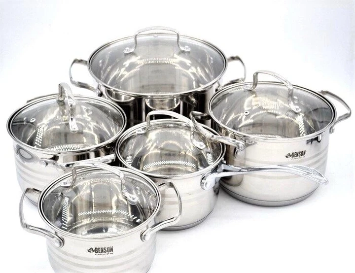 Набор кастрюль Benson 10 пр. из нержавеющей стали (BN-203) - фото 5