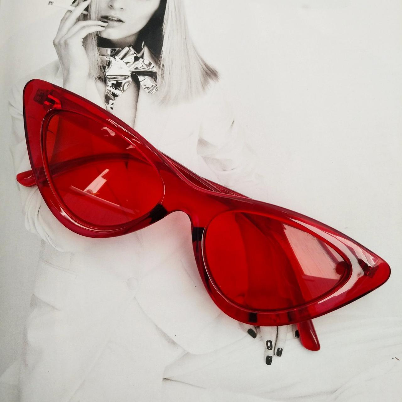 Треугольные очки солнцезащитные кошачий глаз Красный (0978-3)