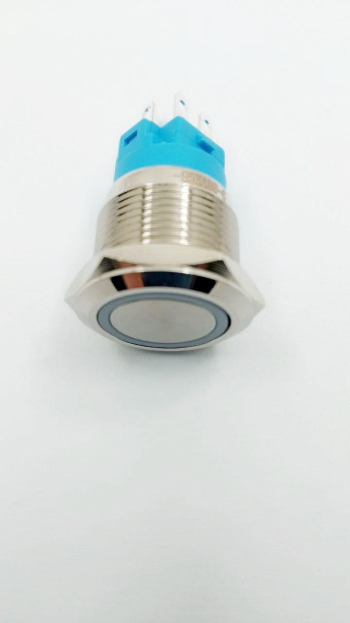 Кнопка бістабільна PBW-19BPW ON-ON-OFF 2A 250V з фіксаціїєю плоска 9-30V Червоно-зелений (34897)